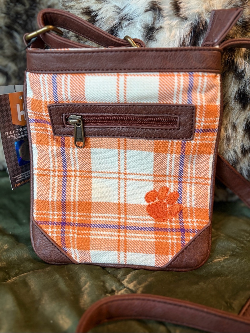 Clemson University Plaid Crossbody #1251